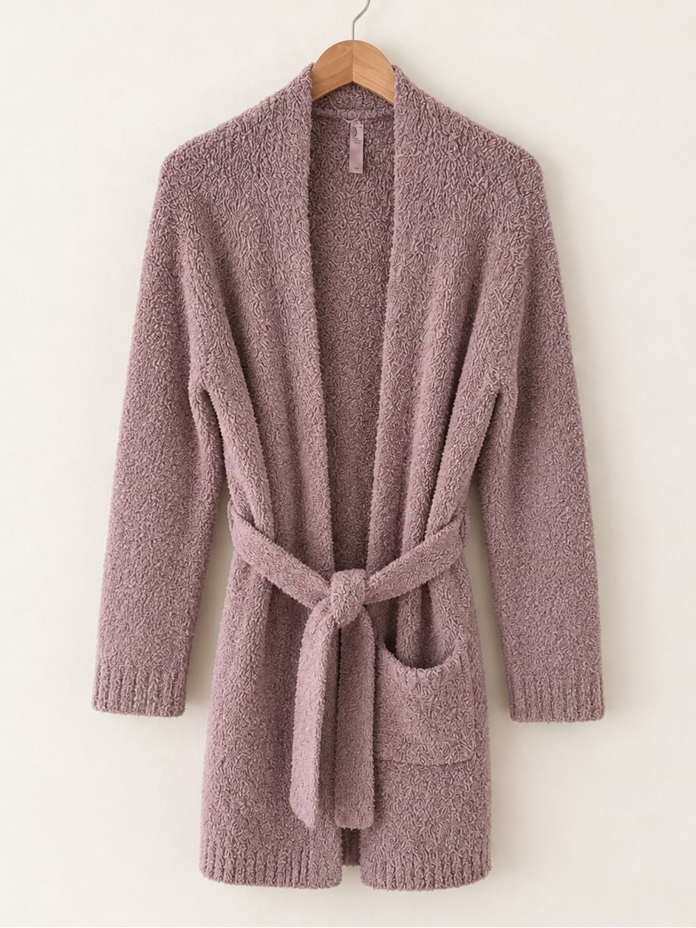 SKIMS Fuzzy Short Robe Mauve Brown Cozy Plush Belted Lounge Bathrobe Size S/M